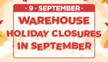 Warehouse Holiday Closures in September